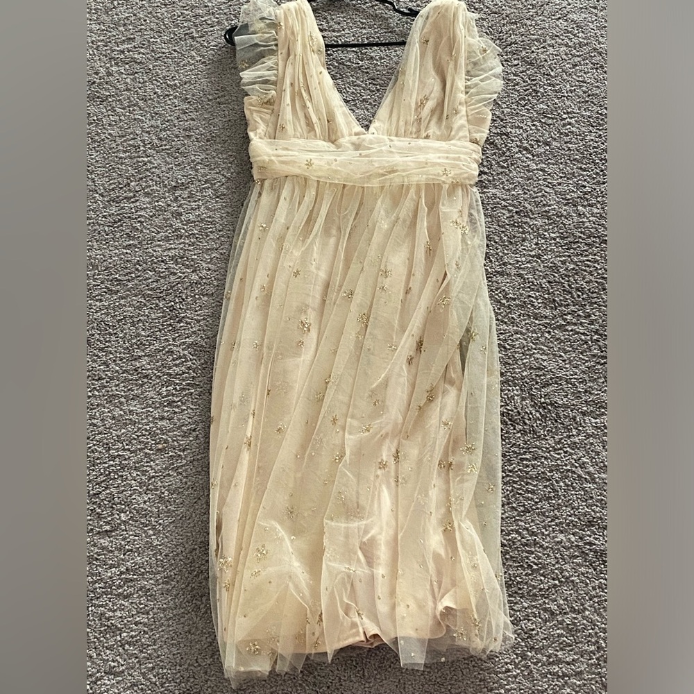 Gold Baltic Born Midi Dress, L